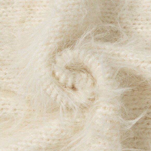 Beige Casual Women's Laid-Back Soft Fluffy Sweater - Picture 6 of 7